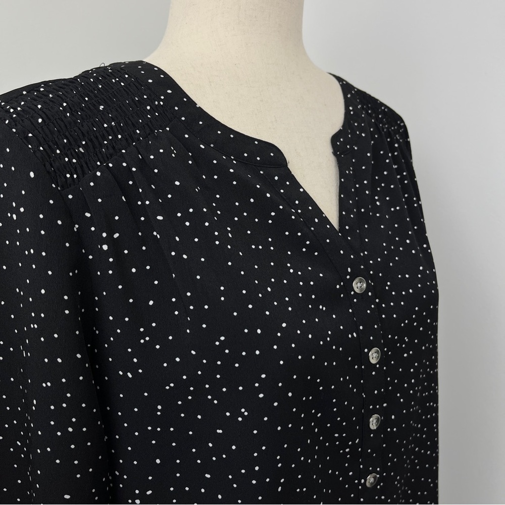 Croft & Barrow Black and White Polka Dot 3/4 Sleeve Tunic. Size PM. #662 - Picture 2 of 5